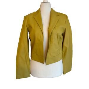 Vintage Newport News Leather Jacket, Women’s 10, Cropped, Light Green Yellow Y2K